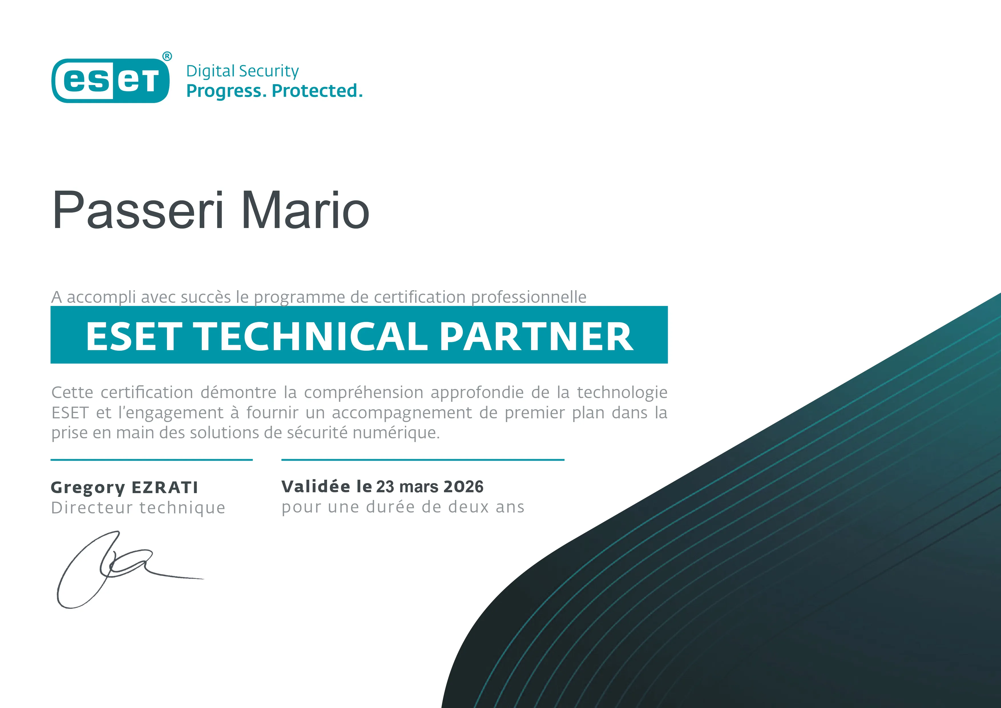 Certification ESET - Science Edu Agency